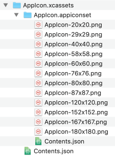 Folder structure generated with AppIconResizer Swift