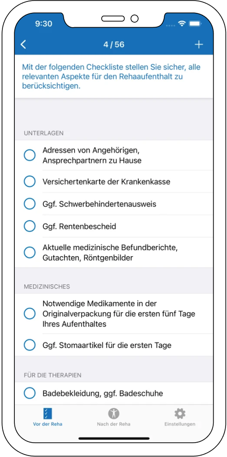 Appscreen Checkliste